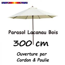 Parasol Lacanau Ecru Blanc Cassé Ø300cm Bois&Cordon