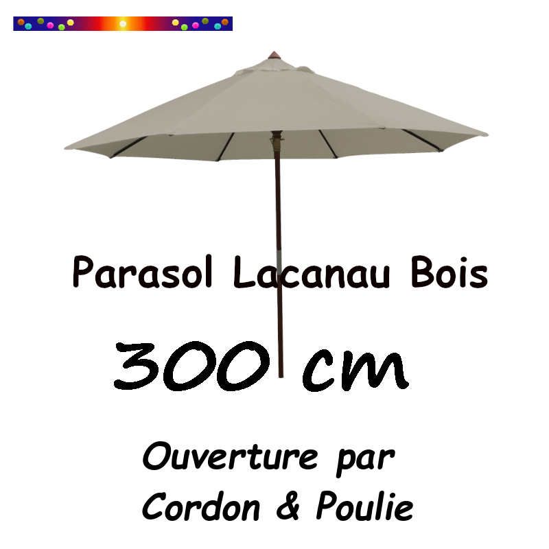 Parasol Lacanau Soie Grège 300 cm Bois&Cordon