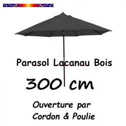 Parasol Lacanau GRIS Foncé Ø300cm Bois&Cordon