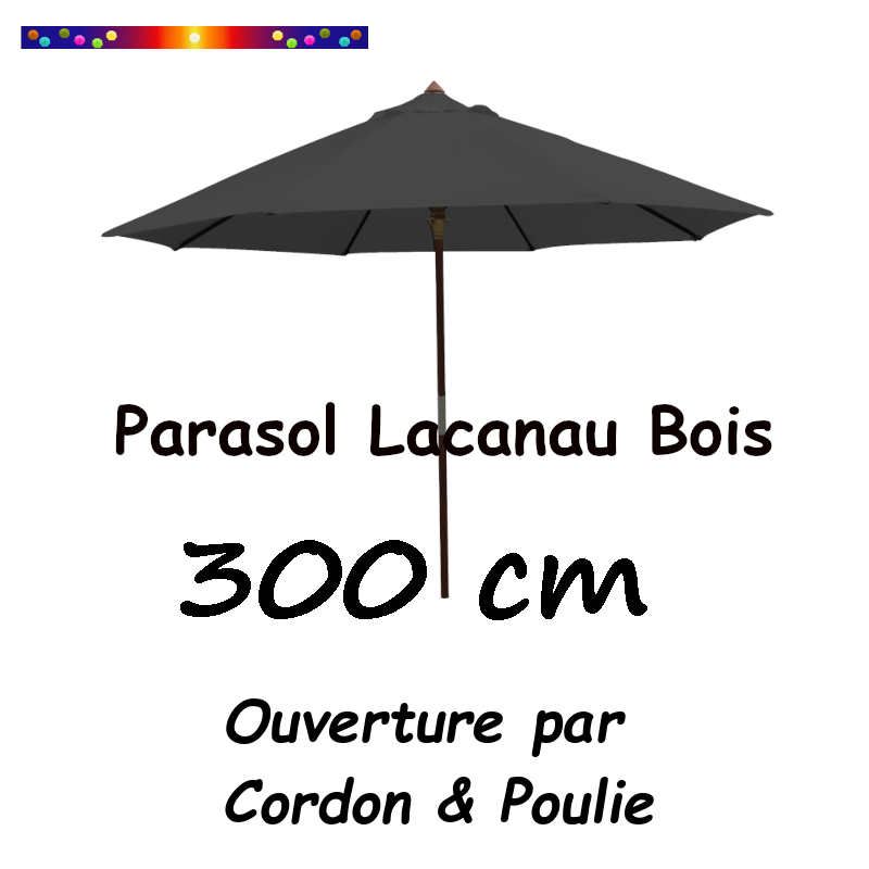 Parasol Lacanau GRIS Foncé Ø300cm Bois&Cordon