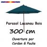 Parasol Lacanau BLEU OCEAN 300 cm Bois&Cordon : vu de face