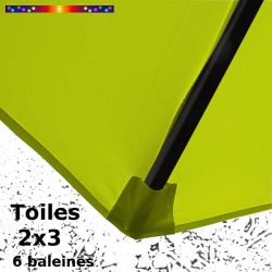Toile (€c☼180g) Vert Lime 2x3 (rectangle 6baleines Lacanau mât central) : coté bas de la baleine