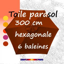 Toile de remplacement Terracotta Brique HEXAGONALE 300 cm parasol mât central