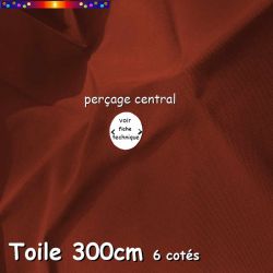 Toile New Terra Ø300 cm (6 cotés-mât central Lacanau) : percage central