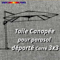 Toile Canopée GRIS Clair pour Parasol Déporté CARREE 3x3 : gros plan sur la toile