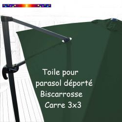 Toile Vert Ginkgo CARREE 3x3 pour Parasol Déporté Biscarrosse : vue arriere du parasol