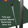 Toile Vert Ginkgo CARREE 3x3 pour Parasol Déporté Biscarrosse: vue du zip de la toile pour mise en place sur le mât