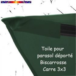 Toile Vert Ginkgo CARREE 3x3 pour Parasol Déporté Biscarrosse : détail du fourreau de fixation de la toile sur la bale