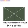 Toile Vert Ginkgo 2x3 (rectangle 6baleines Lacanau mât central)  : position des 6 baleines