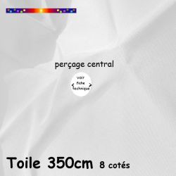 Toile Blanche Neige Ø350 cm (8 cotés-mât central Lacanau) : perçage central