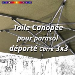 Toile Canopée Vert pour Parasol Déporté CARREE 3x3 :  la toile sur le parasol vue de dessous