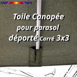 Toile Canopée Vert pour Parasol Déporté CARREE 3x3 : pochon de fixation de la toile en milieu de côté