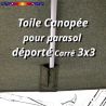 Toile Canopée Vert pour Parasol Déporté CARREE 3x3 : pochon de fixation de la toile en milieu de côté