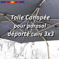 Toile Canopée Bleue pour Parasol Déporté CARREE 3x3