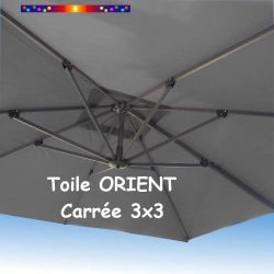 Toile Orient Ecru Gris Foncé 3x3 pour Parasol Déporté Biscarrosse ORIENTABLE