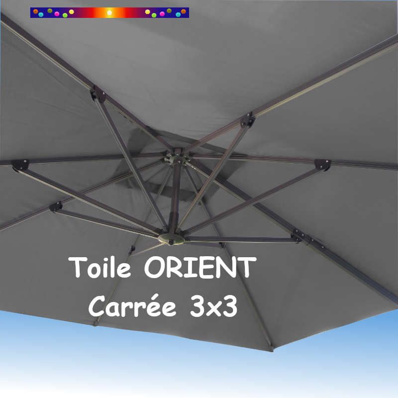 Toile Orient Ecru Gris Foncé 3x3 pour Parasol Déporté Biscarrosse ORIENTABLE Toile Orient Ecru Gris Foncé 3x3 pour Parasol Déporté Biscarrosse ORIENTABLE