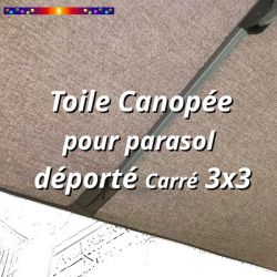 Toile Canopée Taupe pour Parasol Déporté CARREE 3x3