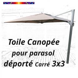 Toile Canopée Taupe pour Parasol Déporté CARREE 3x3