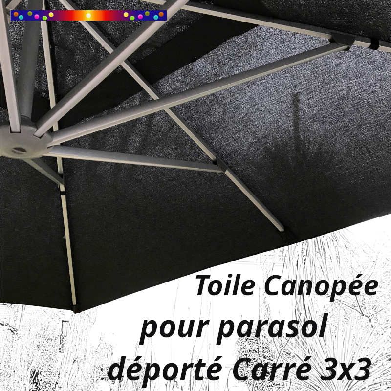 Toile Canopée Gris Foncé pour Parasol Déporté CARREE 3x3 Toile Canopée Gris Foncé pour Parasol Déporté CARREE 3x3