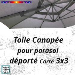 Toile Canopée GRIS Clair  pour Parasol Déporté CARREE 3x3