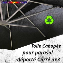 Toile Canopée Gris Foncé pour Parasol Déporté CARREE 3x3
