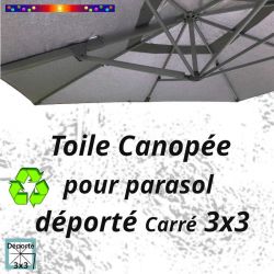 Toile Canopée GRIS Clair  pour Parasol Déporté CARREE 3x3