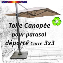 Toile Canopée Ecrue pour Parasol Déporté CARREE 3x3