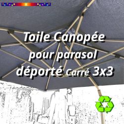 Toile Canopée Bleue pour Parasol Déporté CARREE 3x3