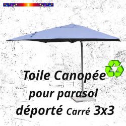 Toile Canopée Bleue pour Parasol Déporté CARREE 3x3