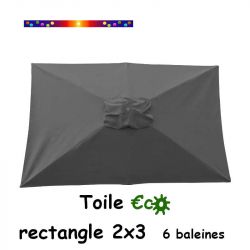 Toile €c☼ Gris Flanelle 2x3 (rectangle 6baleines Lacanau mât central)