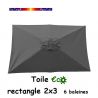 Toile €c☼ Gris Flanelle 2x3 (rectangle 6baleines Lacanau mât central)