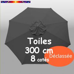 Toile DECLASSEE Gris Flanelle Ø300 cm (8 cotés-mât central Lacanau)