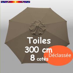 Toile DECLASSEE Taupe Chamois Ø300 cm (8 cotés-mât central Lacanau)