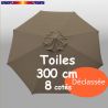 Toile DECLASSEE Taupe Chamois Ø300 cm (8 cotés-mât central Lacanau)