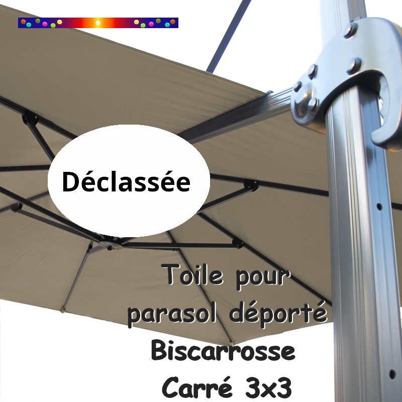 Toile Taupe CARREE 3x3 pour Parasol Déporté Biscarrosse
