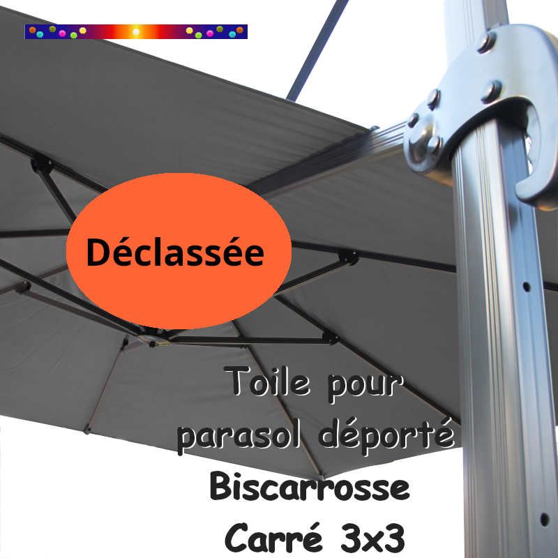 Toile €c☼ Grise pour parasol déporté CARRE 3x3