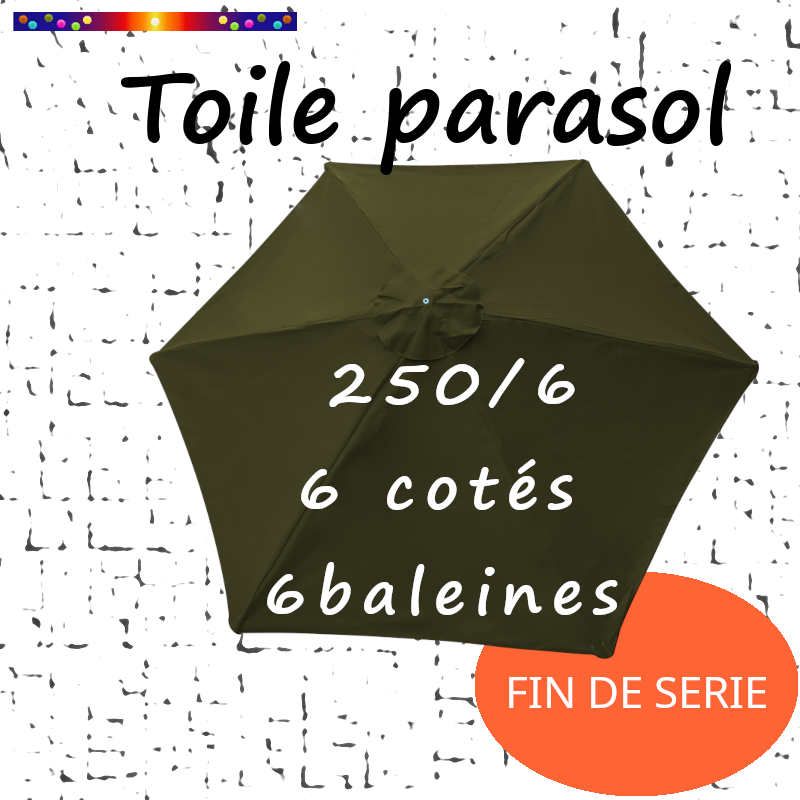 Toile Vert Olive Ø250 cm ( 6 cotés-mât central )-