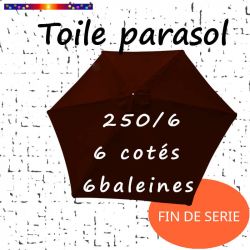 Toile Chocolat Ø250 cm ( 6 cotés-mât central )