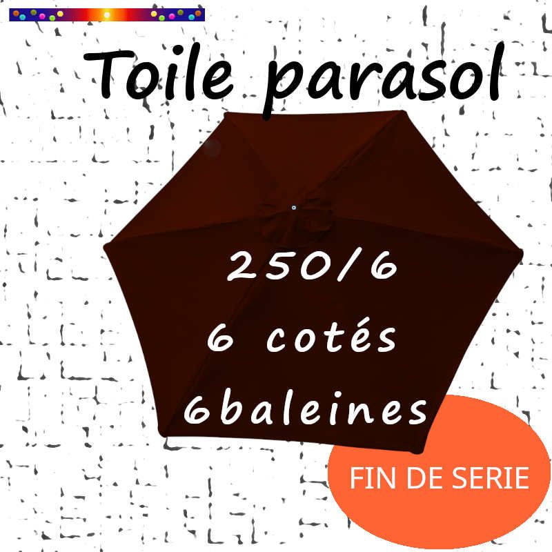 Toile Chocolat Ø250 cm ( 6 cotés-mât central ) Toile Chocolat Ø250 cm ( 6 cotés-mât central )