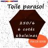 Toile Chocolat Ø250 cm ( 6 cotés-mât central )