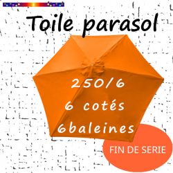 Toile Mandarine Ø250 cm ( 6 cotés-mât central )
