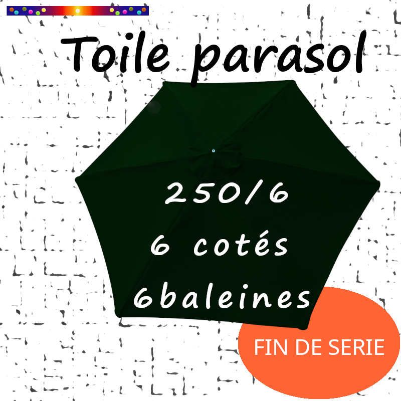 Toile Vert Ø250 cm ( 6 cotés-mât central )