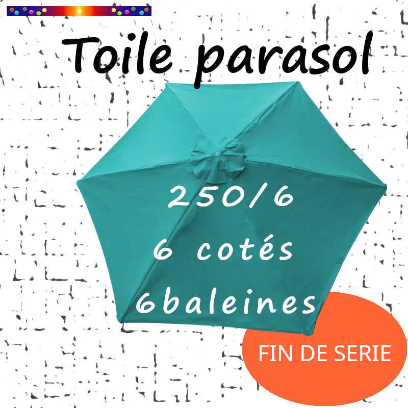 Toile Turquoise Ø250 cm ( 6 cotés-mât central )