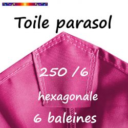 Toile Fushia Ø250 cm ( 6 cotés-mât central )