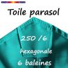 Toile Turquoise Ø250 cm ( 6 cotés-mât central )