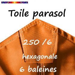 Toile Mandarine Ø250 cm ( 6 cotés-mât central )