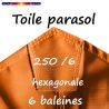 Toile Mandarine Ø250 cm ( 6 cotés-mât central )