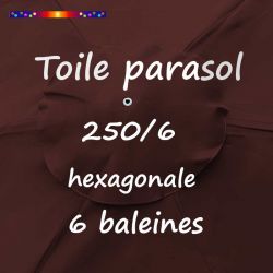 Toile Chocolat Ø250 cm ( 6 cotés-mât central ) : oeillet central