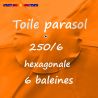 Toile Mandarine Ø250 cm ( 6 cotés-mât central )