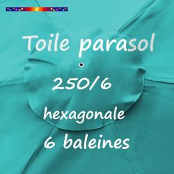 Toile Turquoise Ø250 cm ( 6 cotés-mât central )